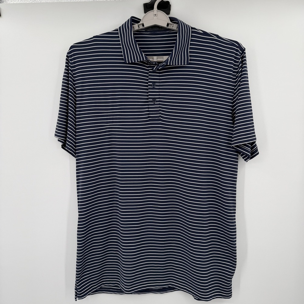 G/FORE Mens Striped Golf Polo Shirt Navy Blue White XXL Short Sleeve‎ Circle Gs